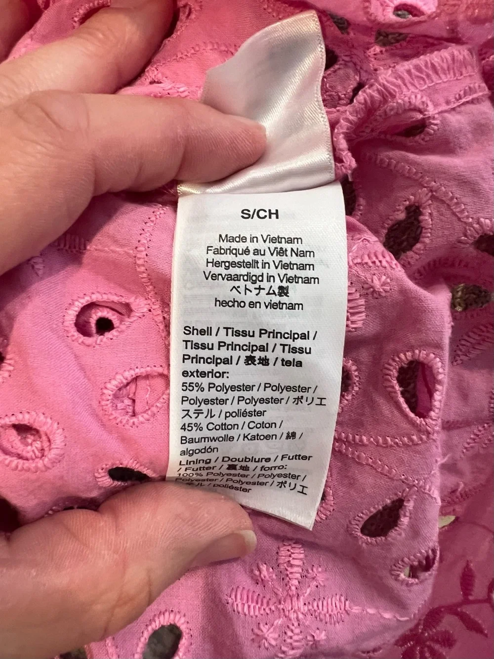 J. Crew Pink Eyelet Short puff Sleeve Blouse
